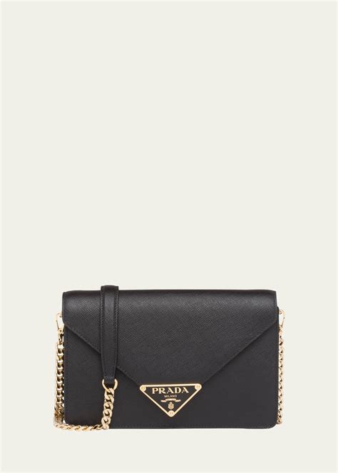 Prada Mini Triangle Logo Envelope Flap Crossbody Bag